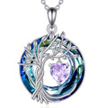 POPLYKE Mothers Day Gifts for Mom Her Wife Tree of Life Necklace 925 Sterling Silver Birthstone Pendant with Crystal Anniversary Birthday Wedding Jewelry for Women - color: 06-Jun-Alexandrite, style: White Gold Plated-Blue Crystal
