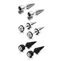 Aroncent 12PCS Stainless Steel Fake Tapers Mens Earrings Illusion Tunnel Cheater Piercing Jewelry Set for Men Women - color: A3