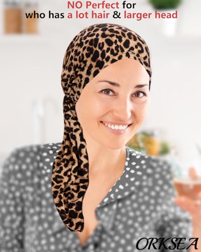 Chemo Headwear for Women Pre-Tied Head Scarf Headwraps Soft Turbans Cancer Hats Chemo Beanie Coverings Scarves - color: Leopard Print1