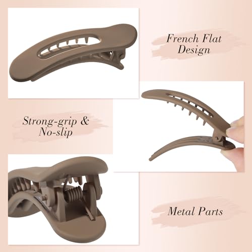 Obeoby 15 Pcs Small Flat Hair Clips, 3.1 Inch Medium Flat Claw Clip for Short Thin Hair Barrettes Accessories for Women Girls Teens (5 Natural Colors) - color: 5 Neutral colors