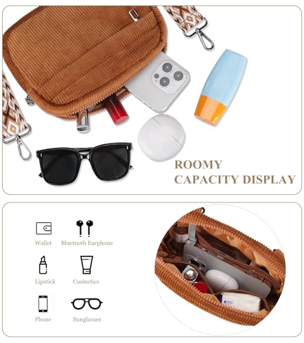 MAXTOP Small Crossbody Bags for Women Belt Bag Fanny Pack with Adjustable Strap - color: Corduroy Brown, style: Small Crossbody Bag
