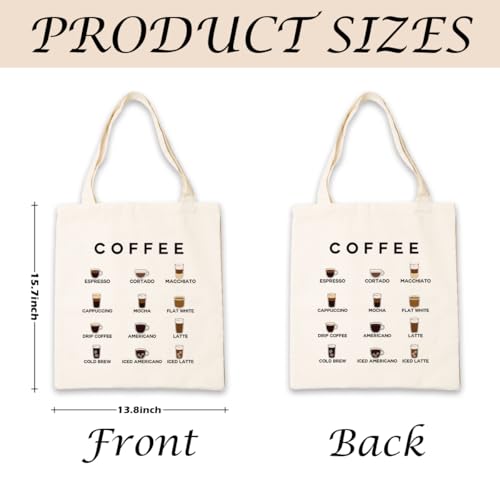 Canvas Tote Bag Aesthetic for Women,Reusable Canvas Cute Shoulder Bag for Grocery, Shopping, Beach & Daily Use - color: Coffee