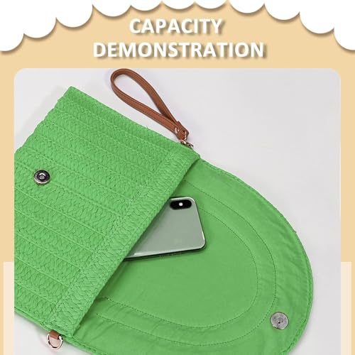 Crossbody Bags for Women, Straw Clutch Purses, Bohemian Handmade Woven Envelope Package, Tassel Handbags for Women | Bohemian - color: Green