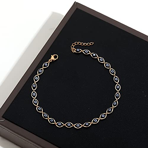 SLOONG Evil Eye Beaded Anklet Bracelets for Women, 14K Gold Plated Ankle Bracelet Jewelry Beach Beads Anklet Set Ankle Bracelets for Women - color: Black