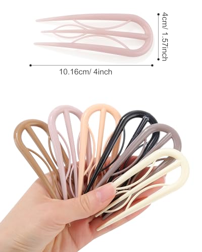 French Hair Pin for Women - U-Shaped Hair Fork for Updos, Chignons & French Twists, Durable Acrylic, Secure & Elegant Styling for All Hair Types (Quiet Tones (Glossy)) - color: Quiet Tones (Glossy)