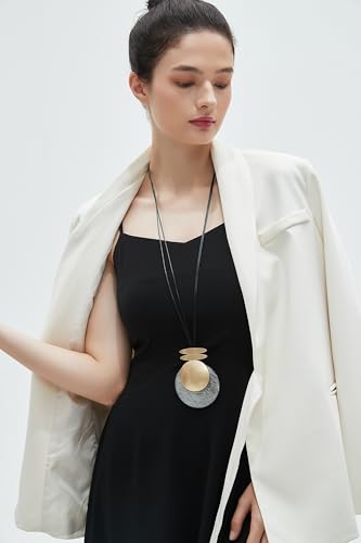 Boho Necklaces for Women Chunky Circle Necklace Layered Boho Circle Leather Choker Necklace Long Vintage Necklaces Bohemian Jewlery Gifts - style: Chunky Boho Necklace