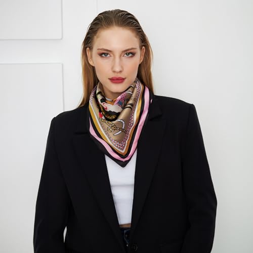 dscarf Womens Neck Scarf 21"x21" Small Square | Headband Scarf Ethnic Bandana Head Scarf Flowering Breathable Lightweight - color: Ethnic Design 4
