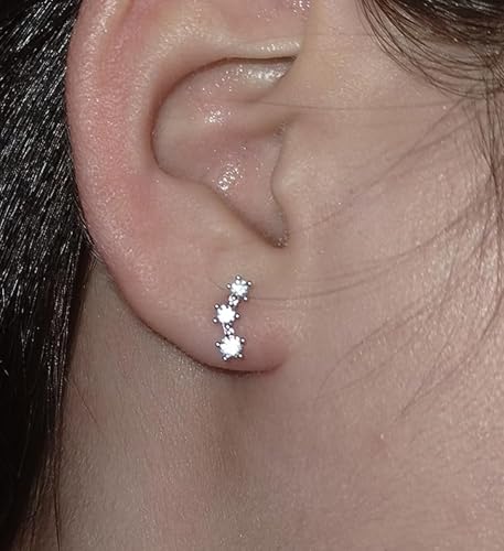 QWALIT Silver Ear Piercing Kit Ear Piercing Gun Kit Ear Piercing Earrings Disposable Self Piercing Earring Ear Gun Piercing Kit at Home Silver Stud Earring for Women - color: E2-3 zircon -silver
