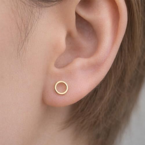 Gold Circle Earrings for Women Circle Stud Earrings Simple Tiny Triangle Square Bar Stud Earrings Trendy Jewelry Gifts - color: A1：gold circle earrings