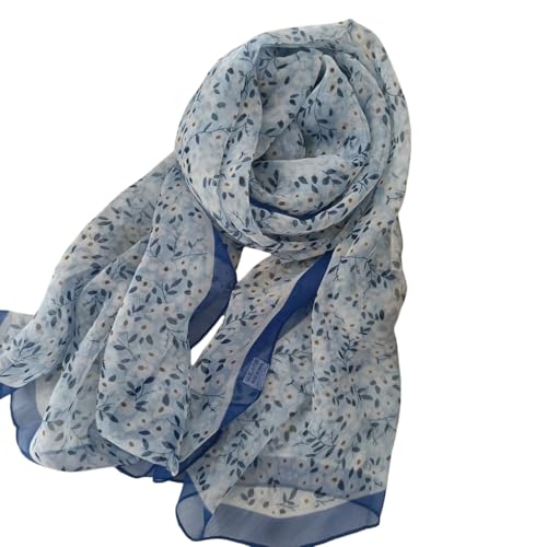 MINIDORA Lightweight Scarves for Women Elegant Floral Pattern Scarf Shawls Sunscreen Head Shawls - color: Style 2-blue