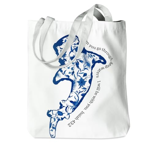 Floral Beach Whale Shark Gifts Jellyfish Christian Canvas Tote Bag for Work Totes for Women Christmas Bible - color: Isaiah01 179