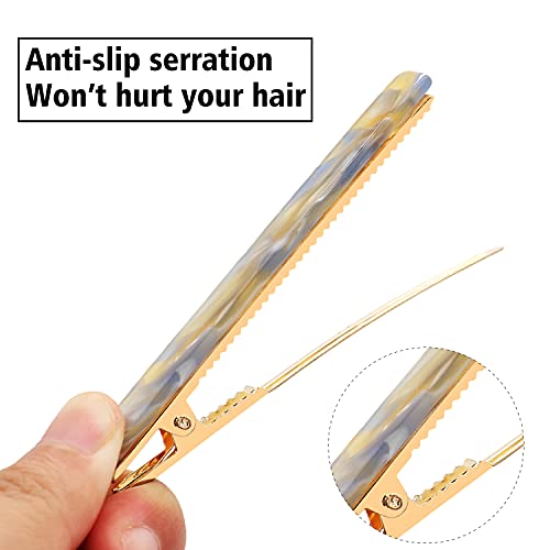 Cobahom 6 Pcs Duckbill Hair Clips Acrylic Resin Hair Clip Metal Duck Teeth Hair Pins Chic Tortoise Shell Hair Barrettes for Thick Hair (3 Coffee Color + 3 Yellow) - color: 3 Coffee Color & 3 Yellow