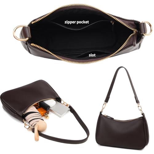 Shoulder Bag for women Crossbody Bags Retro Classic Small Hobo Purse Clutch Tote Handbags with Zipper Closure - color: Coffee Color