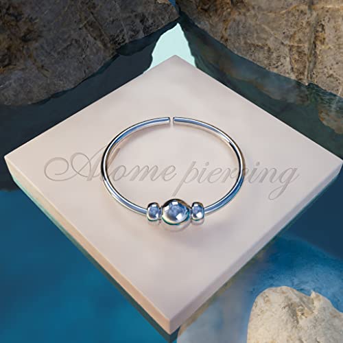 925 Sterling Silver & 14K Gold Filled Nose Ring Hoop Handmade Piercing Jewelry For Women - 24 Gauge 2mm,7mm Tiny Nose Ring with Opal - Gift Ready - color: Silver Beads Silver