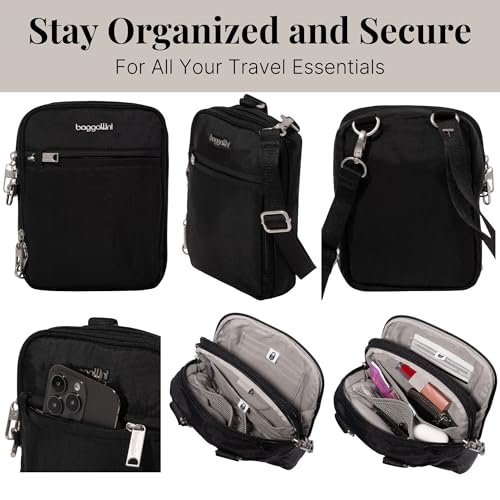 Baggallini Securtex® Anti-theft Mini Everything Crossbody Bag, 6.3"x8.25" Rfid, Locking Zippers & Cut-resistant Strap - color: Black