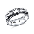 Ladytree Spinner Fidget Ring Sterling Silver Thumb Band for Women Anxiety Ring Platinum Plated Worry Stress Relief Just Breathe Boredom ADHD Autism Rings Boho Jewelry Gift - color: K-wide band oxidized pet paw