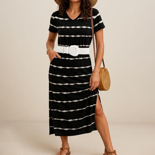 Straw Woven Elastic Belt for Women, Boho Braided Raffia Waist Belt, Stretch Rattan Belt for Summer Dresses - color: D Ring Buckle-white-with Earrings, size: L: Fit waist size up to 40"