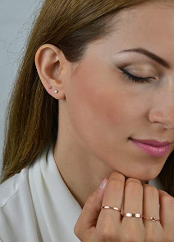 14K Gold Filled Polished Small CZ Pearl Ball Stud Earrings Set for Women Men 20G Surgical Steel Hypoallergenic Piercing Studs for Sensitive Ear, Pack of 6 Pairs - style: S : 1MM Silver Ball Set