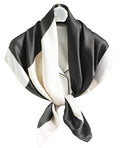 Hioyiwse Head Scarf For Women Hair Bandana 35" Large Square Satin Wrap Sleeping Neck Silk Satin Hair Scarves Lightweight - color: F29-black and White（35*35inch）