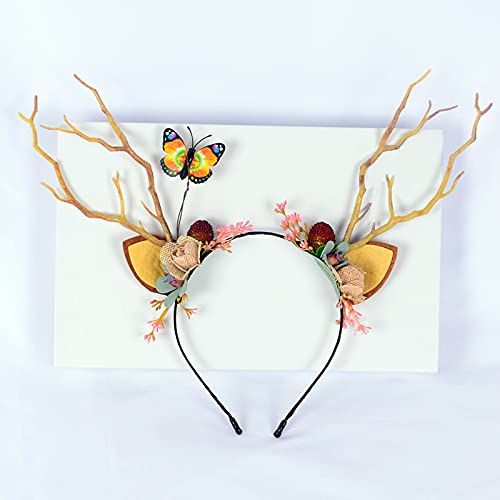 Vivivalue Deer Headband with Flowers, Cat Ear Hair Band, Handmade Crown for Women and Children, Hair Accessory for Festival, Wedding, Party - color: 9