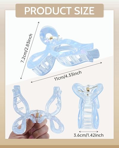 Mesovor Teen Girl Gifts Trendy Stuff - 4 Pack Elegant Bow Hair Claw Clips, Nonslip 4.3" Large Hair Grip Hairclips for Thick | Birthday Gifts for Teens Daughter Sister - color: Mermaid Colorful