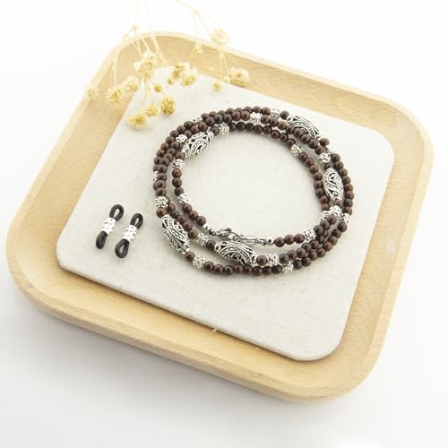 Damanse Beaded Glasses Chain,Eyeglass & Sunglass Strap For Women Stylish - color: Rosewood