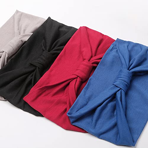 Huachi Wide Headbands for Women Black Stylish Head Wraps Boho Thick Hairbands Large African Sport Yoga Turban Headband Hair Accessories (Pack of 4) - color: Headbands 4