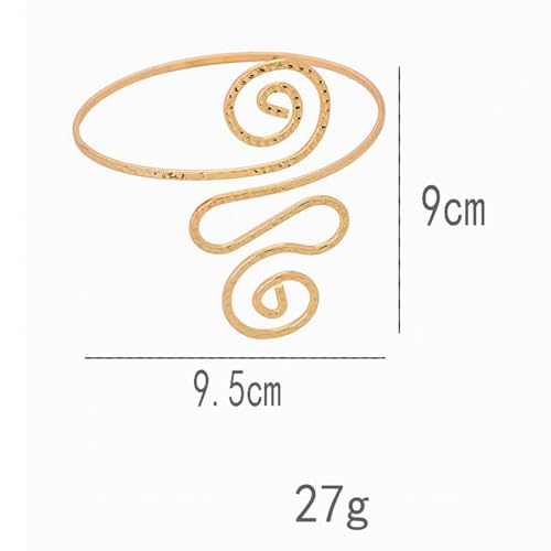 Cool Upper Arm Adjustable Bracelet Open Punk Gothic Cuff Bangle Coil Swirl Leaf Wing Butterfly Silver Gold Armband Minimalist Armlet Vintage Jewelry for Women - color: gold