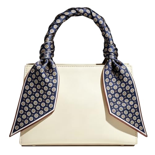 Sumolux Head Hair Scarf for Women Neck Purse Bag Handbags Scarf Like Silk - color: Blue Khaki Circle