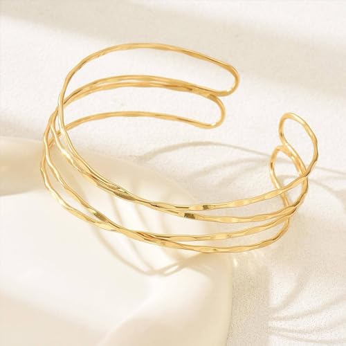 Arm Cuff Gold Arm Bracelet Handmade Upper Jewelry for Women Adjustable Bangle Armband Open Wrist Bracelets Greek Goddess Costume Halloween Costume - color: C:twist-gold