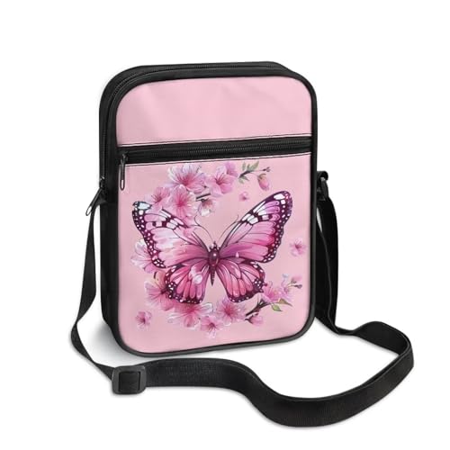 Womens Crossbody Bag Cell Phone Purse Wallet Small Shoulder Handbag for Workout Travel Gym - color: Beautiful Butterfly