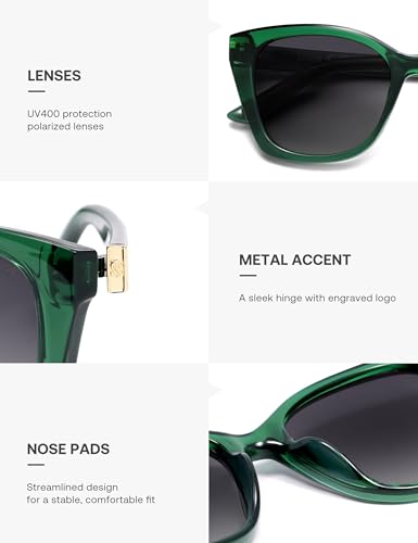 SOJOS Vintage Oversized Cateye Sunglasses Womens UV400 Large Designer Shades Lentes De Sol Para Mujer SJ2634 - color: Transparent Green/Grey Grading Lens