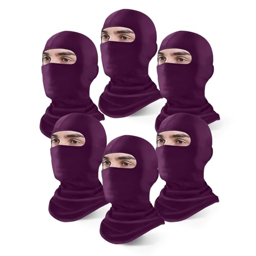 Xeoxarel 6 Pack Balaclava Ski Mask for Men/Women, Full Face Cover - color: 6 Pack Shiesty Mask - Purple