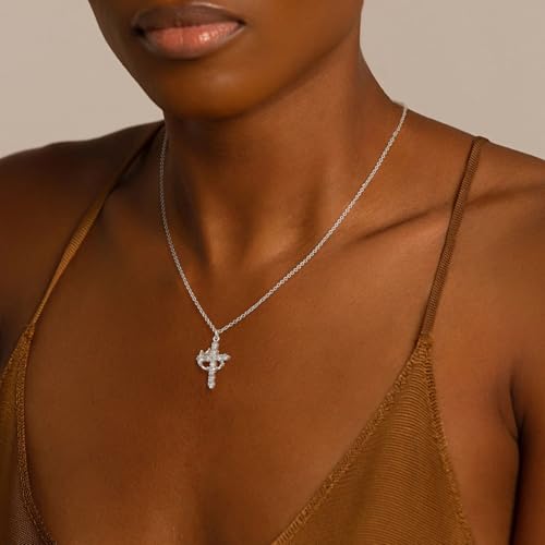 Carffordo 925 Sterling Silver Chain Necklace Link Chain Necklace for Women Simple Dainty 16K Gold Plated Necklace for Women Minimalist Waterproof Silver Necklace Trendy Jewelry Gifts - color: Silver, size: silver cross necklace