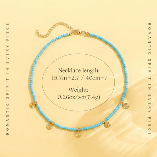 Colorful Boho Bead Choker Necklace Handmade Beaded Necklace Personalized Surfer Beach Necklaces for Women - color: XB Green 08