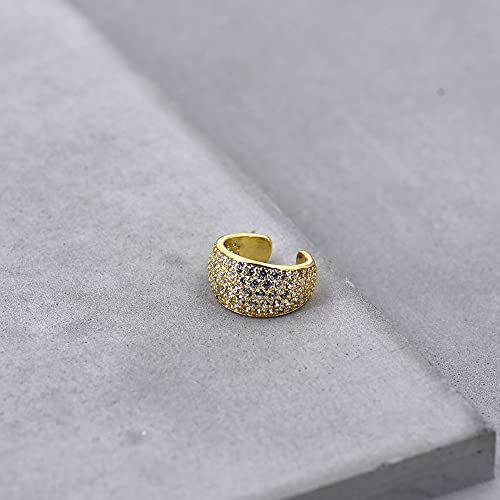 Thick Diamond Ear Cuff | Wide Gold Cuff No Piercing | Chunky Bold Cartilage Cuff Ear Wrap | CZ Hoop Earrings - style: 1 Single Cuff