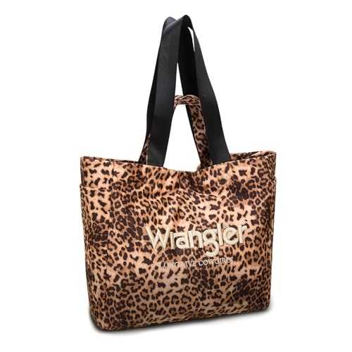 Montana West Wrangler Large Tote Bag for Women Designer Leopard Print Purse for Travel Work Gym - color: Leopard