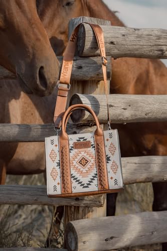 Wrangler Tote Bag for Women Western Purse and Aztec Satchel Handbag - color: Aztec Tan
