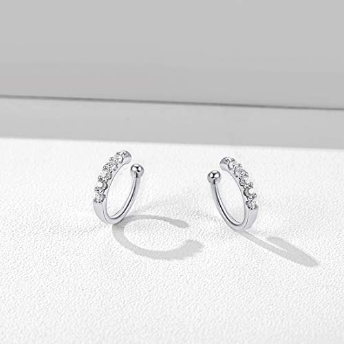 ChicSilver 925 Sterling Silver Ear Cuff Earrings Non Piercing Clip on Cartilage Cuff Earrings for Women - style: K: CZ Cuff