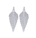 Silver Rhinestone Crystal Bridal Chandelier Long Tassels Dangle Earrings for Wedding - color: A-3