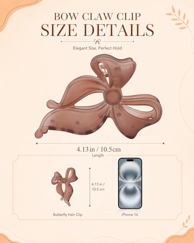 4 PCS Bow Hair Clips Bow Claw Clip for Women, Large Hair Claw Clips for Thin Thick Hair (Matte (orange color)) - color: Matte (orange color)