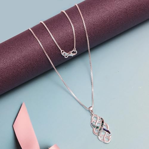 LeCalla 925 Sterling Silver Knot Pendant Necklace for Women | CZ Infinity Celtic Knot Heart Shaped Necklace | Graduation Birthday Gifts for Anniversary - color: Celtic Knot Infinity