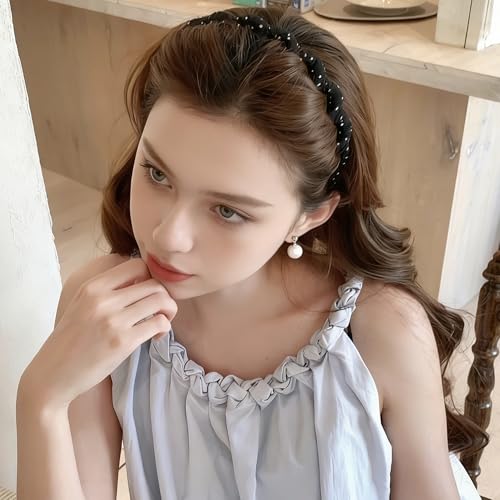 4 Pcs Polka Dot Headbands with Teeth for Women, Thin Non-Slip Comb Hairbands, Cute Wrapped Hard Head Bands, Toothed Hair Accessories for Washing Face & Daily Wear - color: Polka Dot