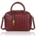 Women's Handmade Woven Top-handle Bag Fashion Leather Shoulder Handbag Crossbody Purse Woven Purse for Women - color: Burgundy