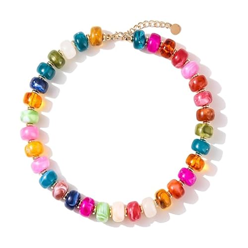 Colorful Chunky Beaded Necklaces for Women - Statement Boho Layered Necklace, Handmade Festival Jewelry, Trendy Bead Necklace Gift - color: Colorful Chunky Beaded Necklace A