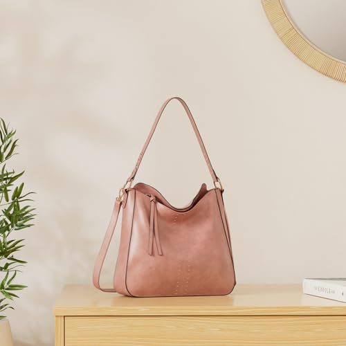Montana West Hobo Bag for Women Crossbody Purse and Handbags Ladies Chic Shoulder Bags - color: Dark Pink
