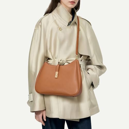 CLUCI Hobo Bags for Women, Vegan Leather Tote Handbag, Water Repellent Shoulder Purses, Crossbody Bag with Adjustable Strap - color: C-brown-large