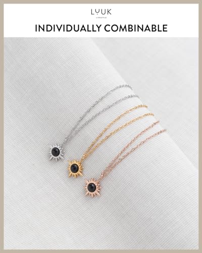 LUUK LIFESTYLE Minimalist necklace with rainbow pendant, HAPPINESS slogan card, symbol of diversity, waterproof stainless steel, gift for women, trendy, chic, silver - color: Silver, size: Polaris
