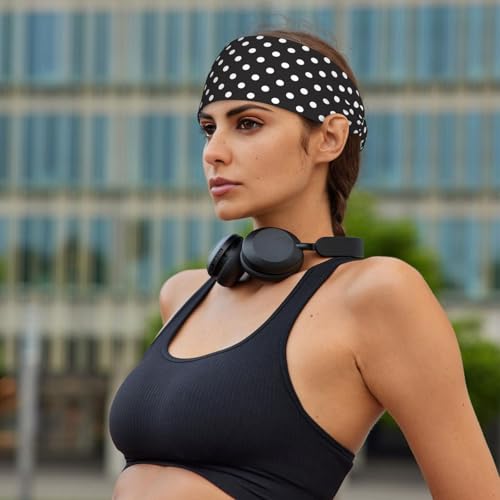 Black and white Polka Dot Headband - Elastic Fashion Hair Band for Sports, Yoga, Daily Wear - color: 12