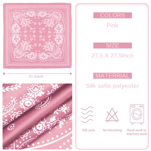 DOOBO Satin Head Scarf - 27.5 Inches Silk Bandana Hair Wrap Square Scarf for Women & Girls - color: Pink